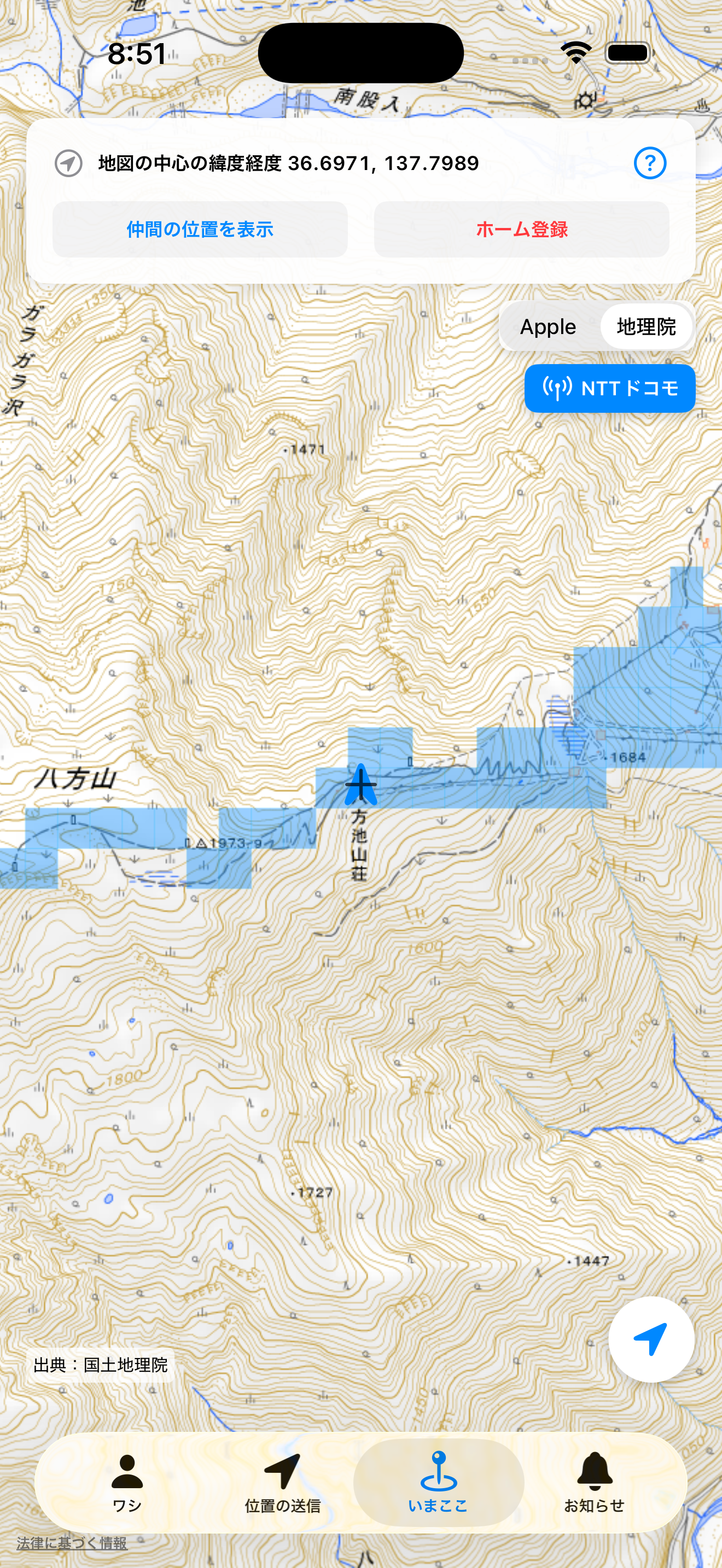 通信実績マップ画面